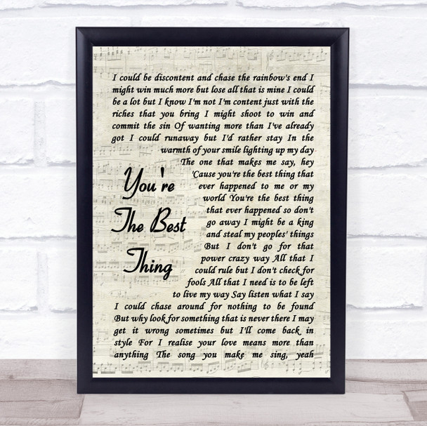 The Style Council You're The Best Thing Vintage Script Song Lyric Quote Print