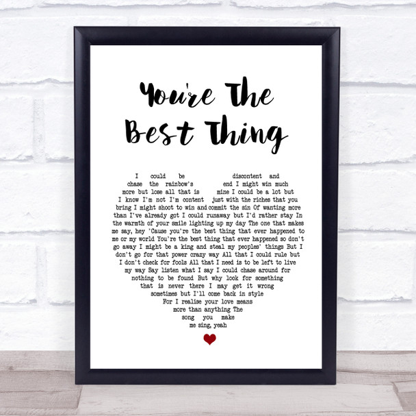 The Style Council You're The Best Thing White Heart Song Lyric Quote Print
