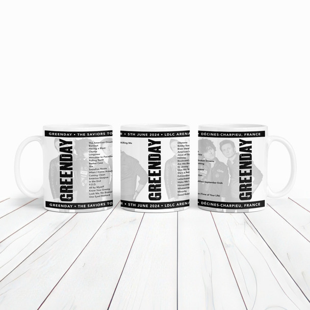 Greenday Concert Setlist Gig Mug - LDLC Arena, Décines-Charpieu, France - June 5th 2024