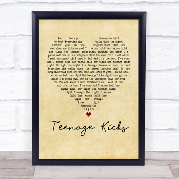 The Undertones Teenage Kicks Vintage Heart Song Lyric Quote Print