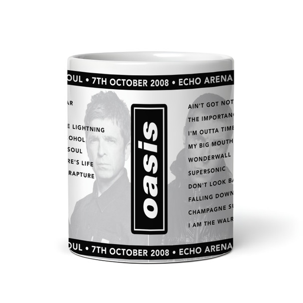 Oasis Concert Setlist Gig Mug - Echo Arena, Liverpool, England - October 7th 2008