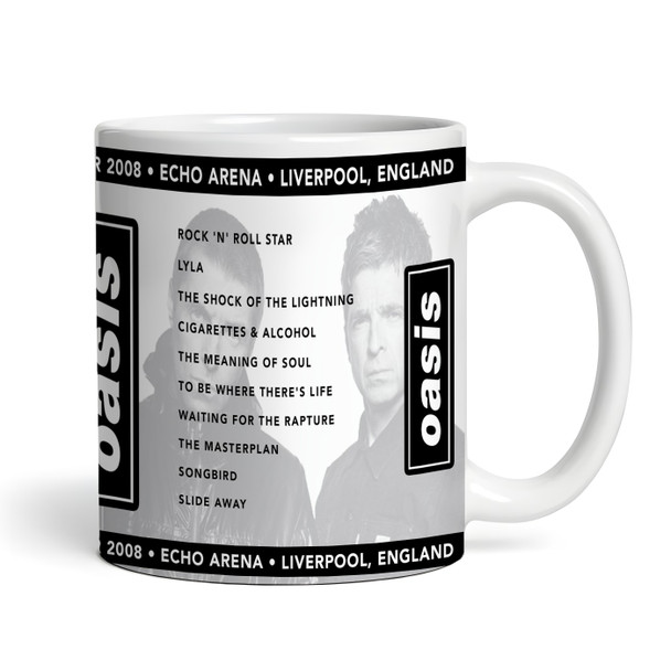 Oasis Concert Setlist Gig Mug - Echo Arena, Liverpool, England - October 8th 2008
