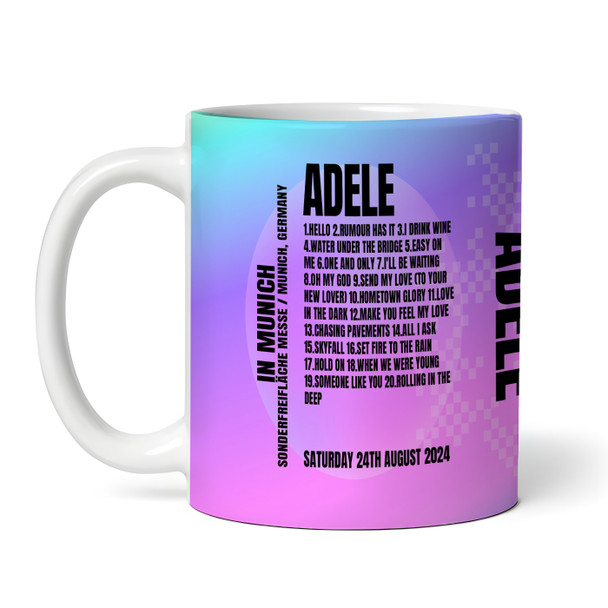 Pink Blue Adele Concert Setlist Gig Mug - Sonderfreifläche Messe, Munich, Germany 24th August 2024