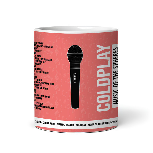 Red Microphone Coldplay Concert Setlist Gig Mug - Croke Park, Dublin, Ireland 2nd Sept 2024