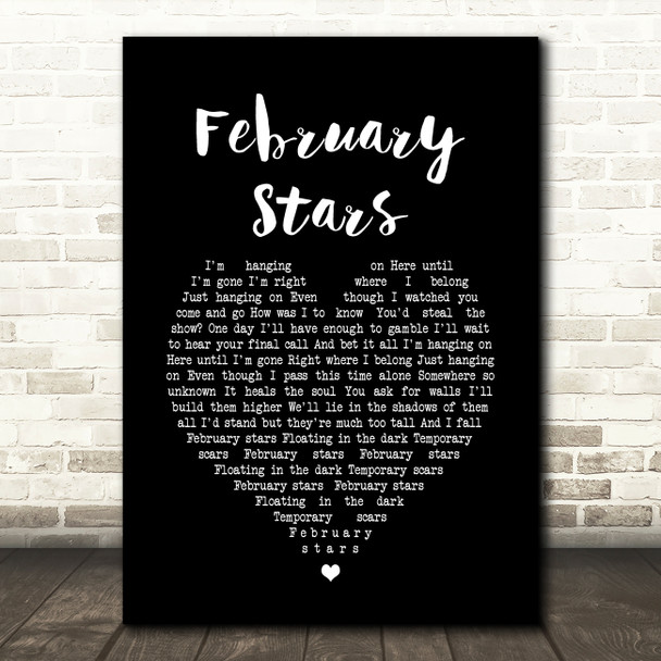 Foo Fighters February Stars Black Heart Song Lyric Quote Print
