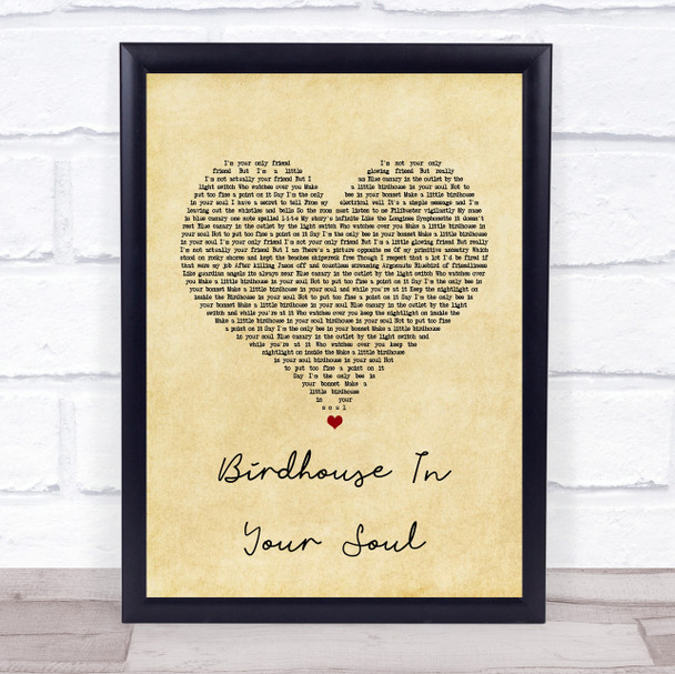 They Might Be Giants Birdhouse In Your Soul Vintage Heart Song Lyric Quote Print