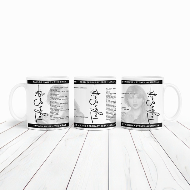 Taylor Swift Concert Setlist Gig Mug - Accor Stadium, Sydney, Australia - February 23rd 2024