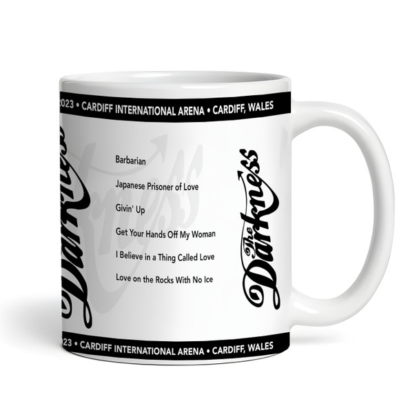 The Darkness Concert Setlist Gig Mug - Cardiff International Arena, Cardiff, Wales - 28th January 2023
