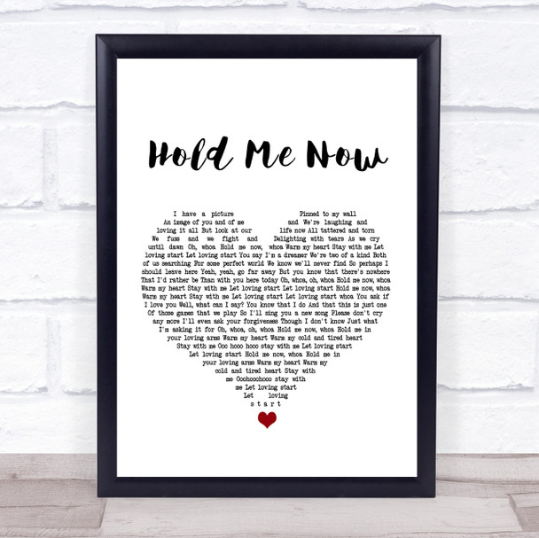 Thompson Twins Hold Me Now White Heart Song Lyric Quote Print