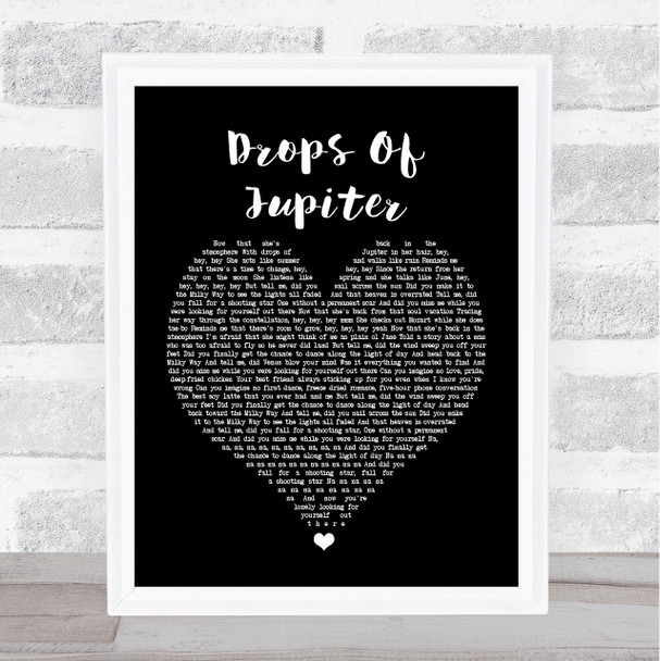 Train Drops Of Jupiter Black Heart Song Lyric Quote Print