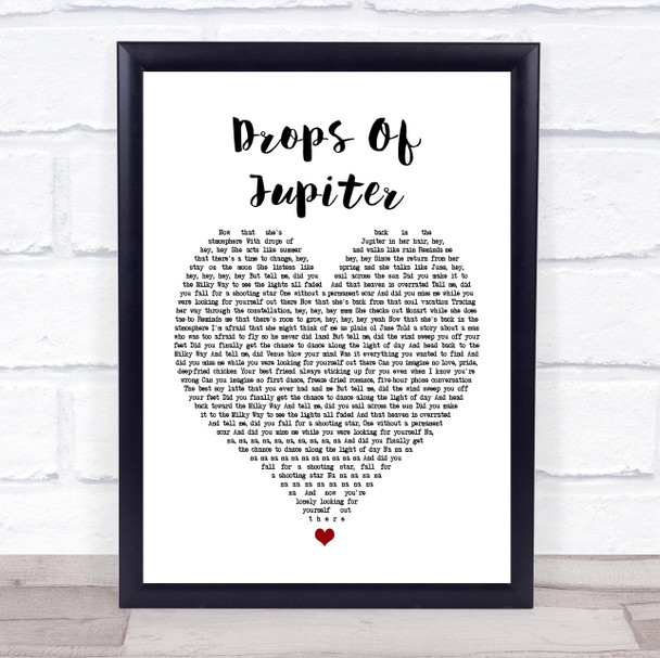 Train Drops Of Jupiter White Heart Song Lyric Quote Print