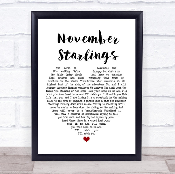 Trembling Blue Stars November Starlings White Heart Song Lyric Quote Print