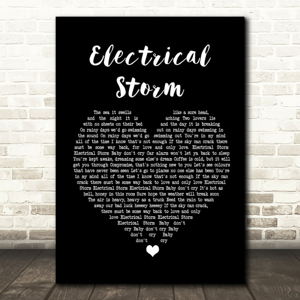 U2 Electrical Storm Black Heart Song Lyric Quote Print