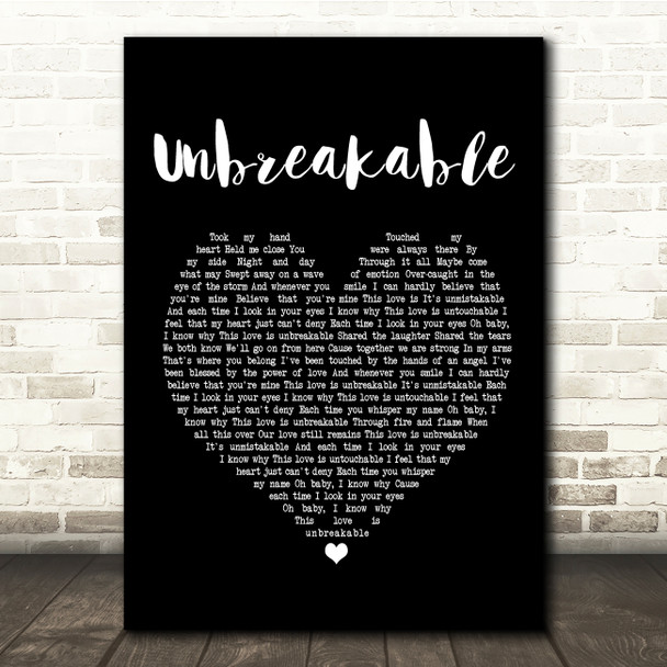 Westlife Unbreakable Black Heart Song Lyric Quote Print