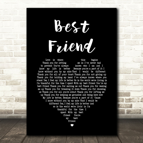 Jason Mraz Best Friend Black Heart Song Lyric Quote Print