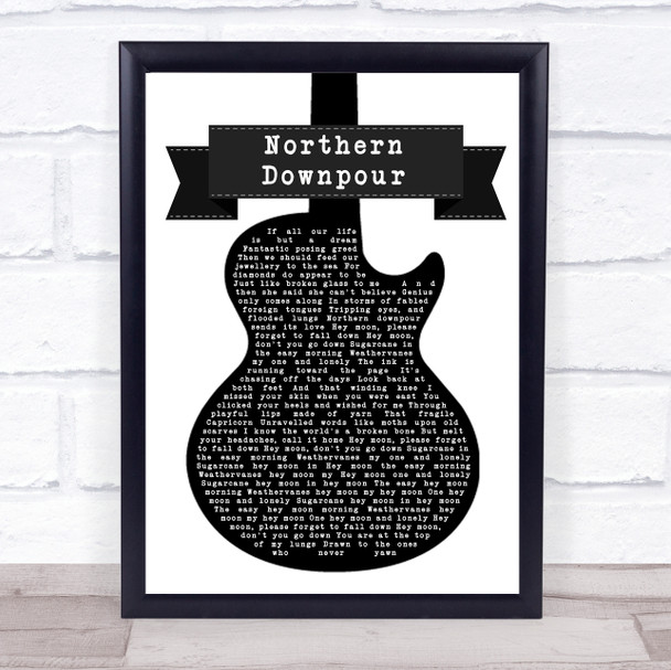 Panic! At The Disco Northern Downpour Black & White Guitar Song Lyric Print