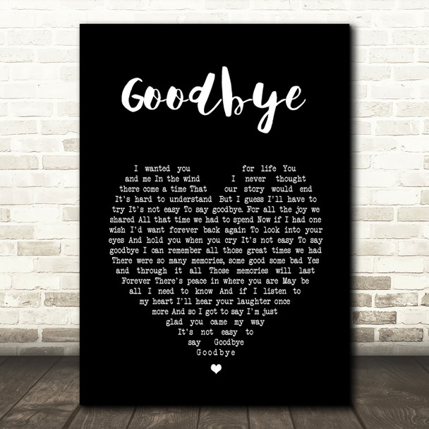 Lionel Richie Goodbye Black Heart Song Lyric Quote Print