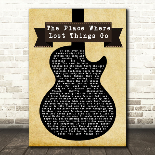 Emily Blunt The Place Where Lost Things Go Black Guitar Song Lyric Quote Print