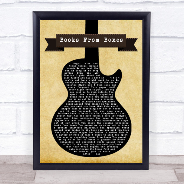 Maximo Park Books From Boxes Black Guitar Song Lyric Quote Print