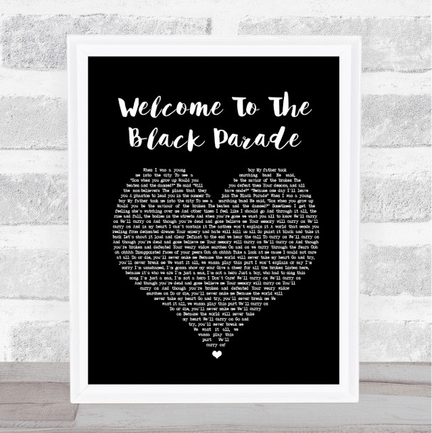 My Chemical Romance Welcome To The Black Parade Black Heart Song Lyric Print