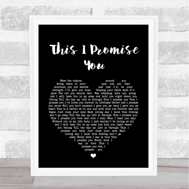 N Sync This I Promise You Black Heart Song Lyric Quote Print