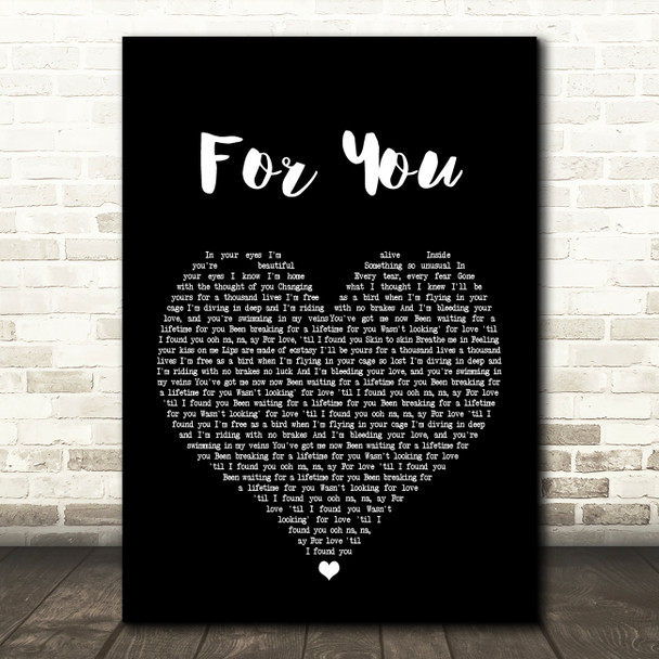 Liam Payne Rita Ora For You Black Heart Song Lyric Quote Print