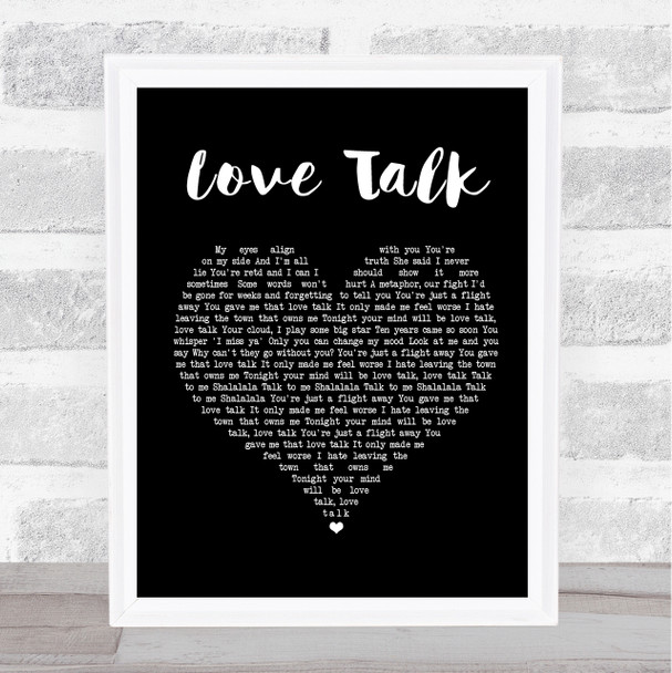 Blossoms Love Talk Black Heart Song Lyric Quote Print