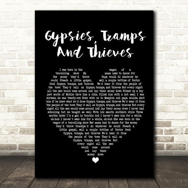 Cher Gypsies, Tramps And Thieves Black Heart Song Lyric Quote Print