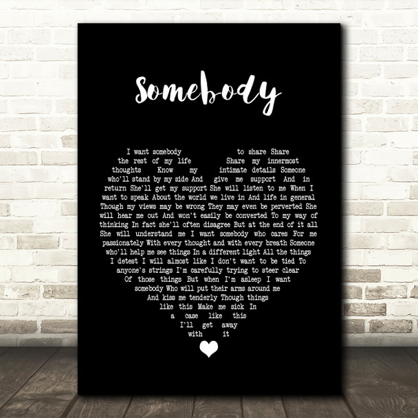 Depeche Mode Somebody Black Heart Song Lyric Quote Print