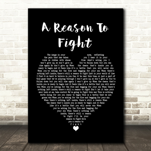 Disturbed A Reason To Fight Black Heart Song Lyric Quote Print