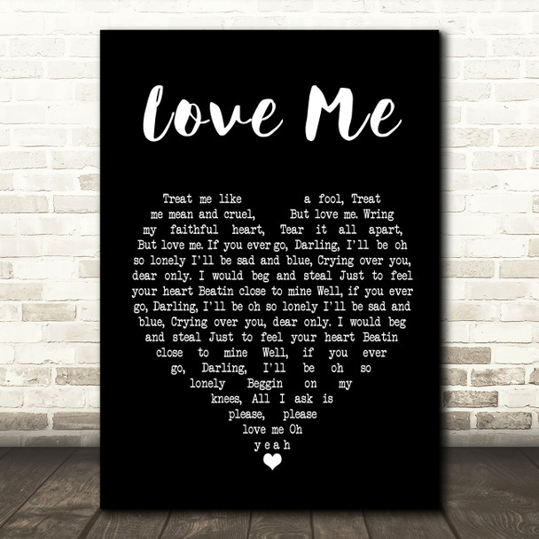 Elvis Presley Love Me Black Heart Song Lyric Quote Print