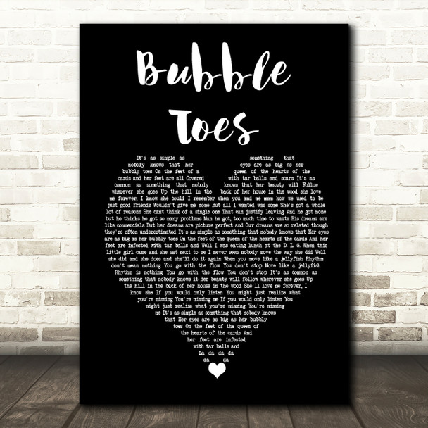 Jack Johnson Bubble Toes Black Heart Song Lyric Quote Print