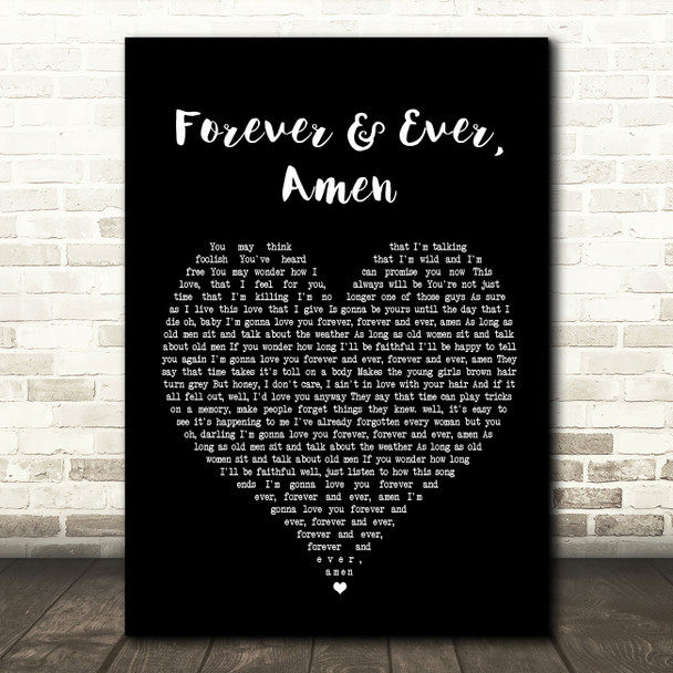 Randy Travis Forever And Ever, Amen Black Heart Song Lyric Quote Print