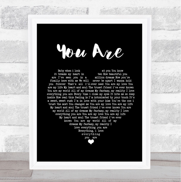 Jimmy Wayne You Are Black Heart Song Lyric Quote Print