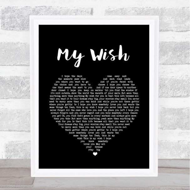 Rascal Flatts My Wish Black Heart Song Lyric Quote Print