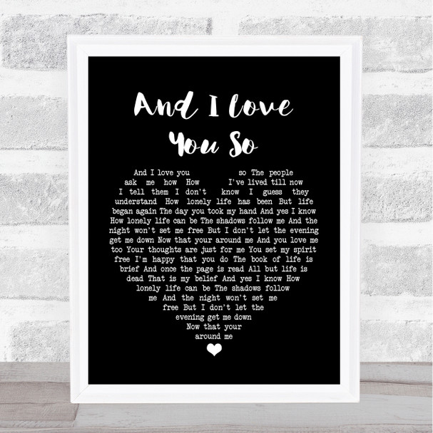 Perry Como And I Love You So Black Heart Song Lyric Quote Print