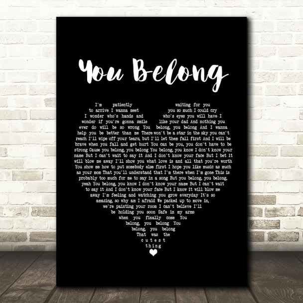 Rachel Platten You Belong Black Heart Song Lyric Quote Print