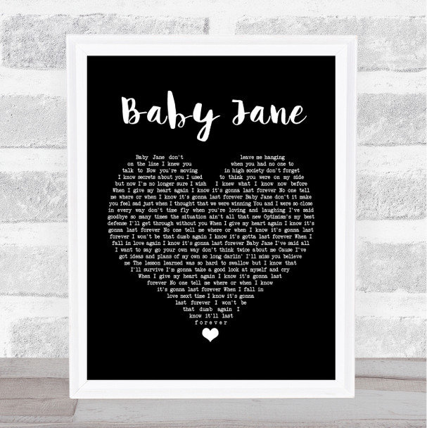 Rod Stewart Baby Jane Black Heart Song Lyric Quote Print