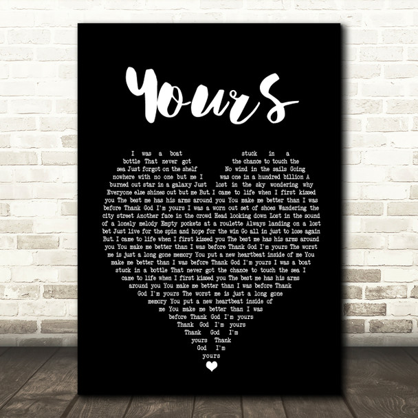 Russell Dickerson Yours Black Heart Song Lyric Quote Print