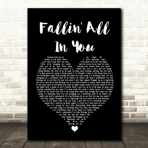 Shawn Mendes Fallin' All In You Black Heart Song Lyric Quote Print
