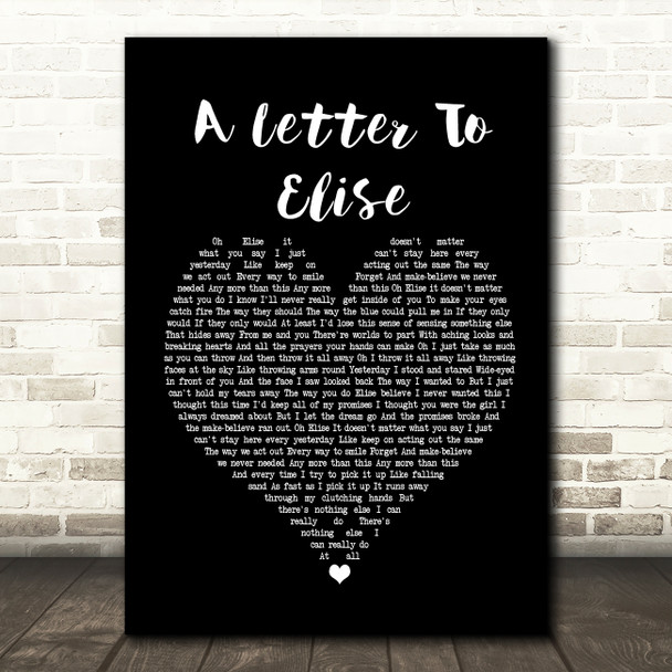 The Cure A Letter To Elise Black Heart Song Lyric Quote Print