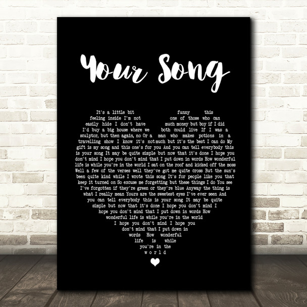 The Streets Your Song Black Heart Song Lyric Quote Print