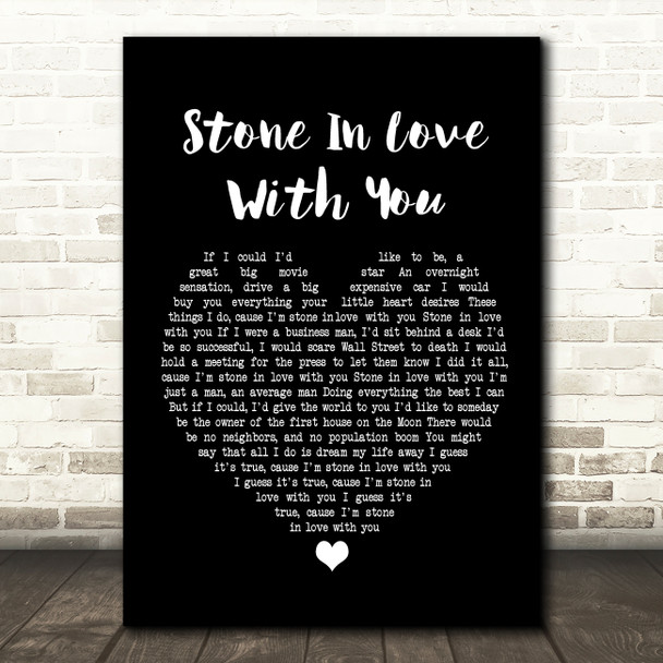 The Stylistics Stone In Love With You Black Heart Song Lyric Quote Print