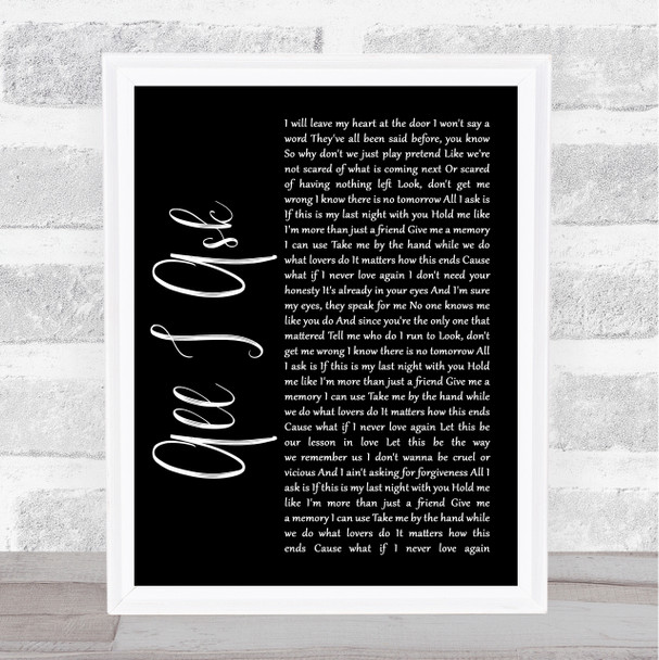 Adele All I Ask Black Script Song Lyric Quote Print