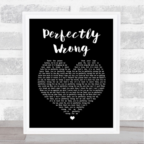 Shawn Mendes Perfectly Wrong Black Heart Song Lyric Quote Print