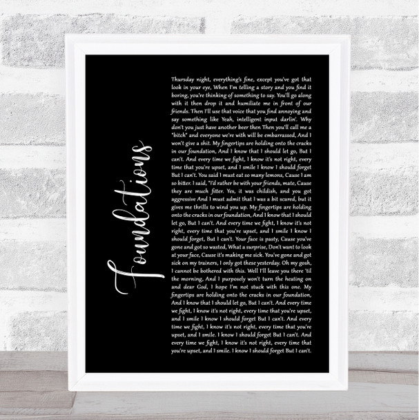 Kate Nash Foundations Black Script Song Lyric Quote Print