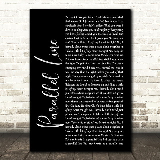 Keith Urban Parallel Line Black Script Song Lyric Quote Print