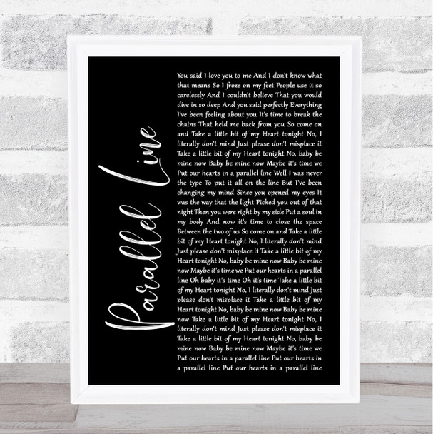 Keith Urban Parallel Line Black Script Song Lyric Quote Print