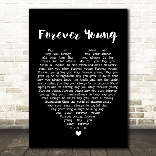 Forever Young Bob Dylan Black Heart Quote Song Lyric Print