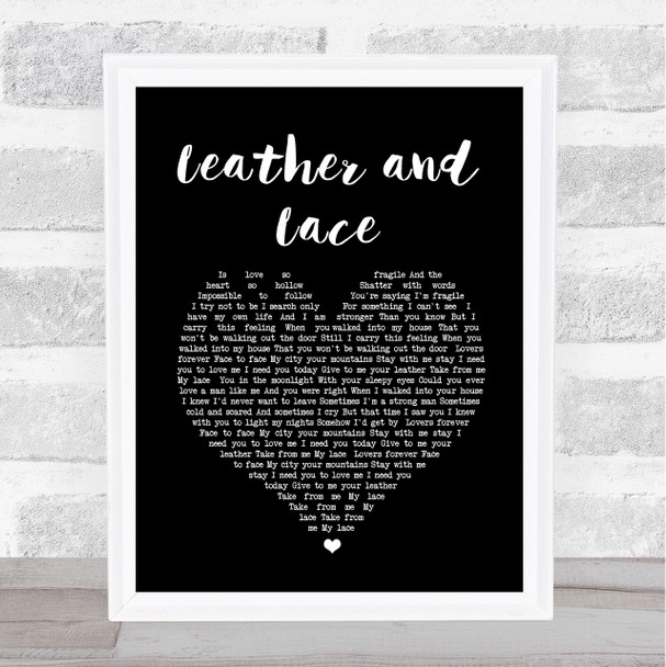 Stevie Nicks Leather And Lace Black Heart Song Lyric Quote Print